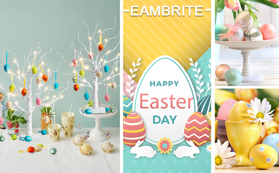 EAMBRITE Easter Decorations Easter Tree with 18x2 pcs Eggs Ornaments