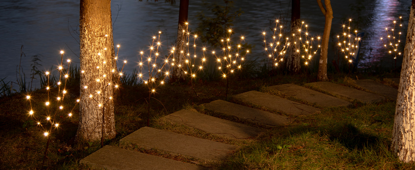 EAMBRITE 3PK Brown Lighted Twig Branches Pathway Light