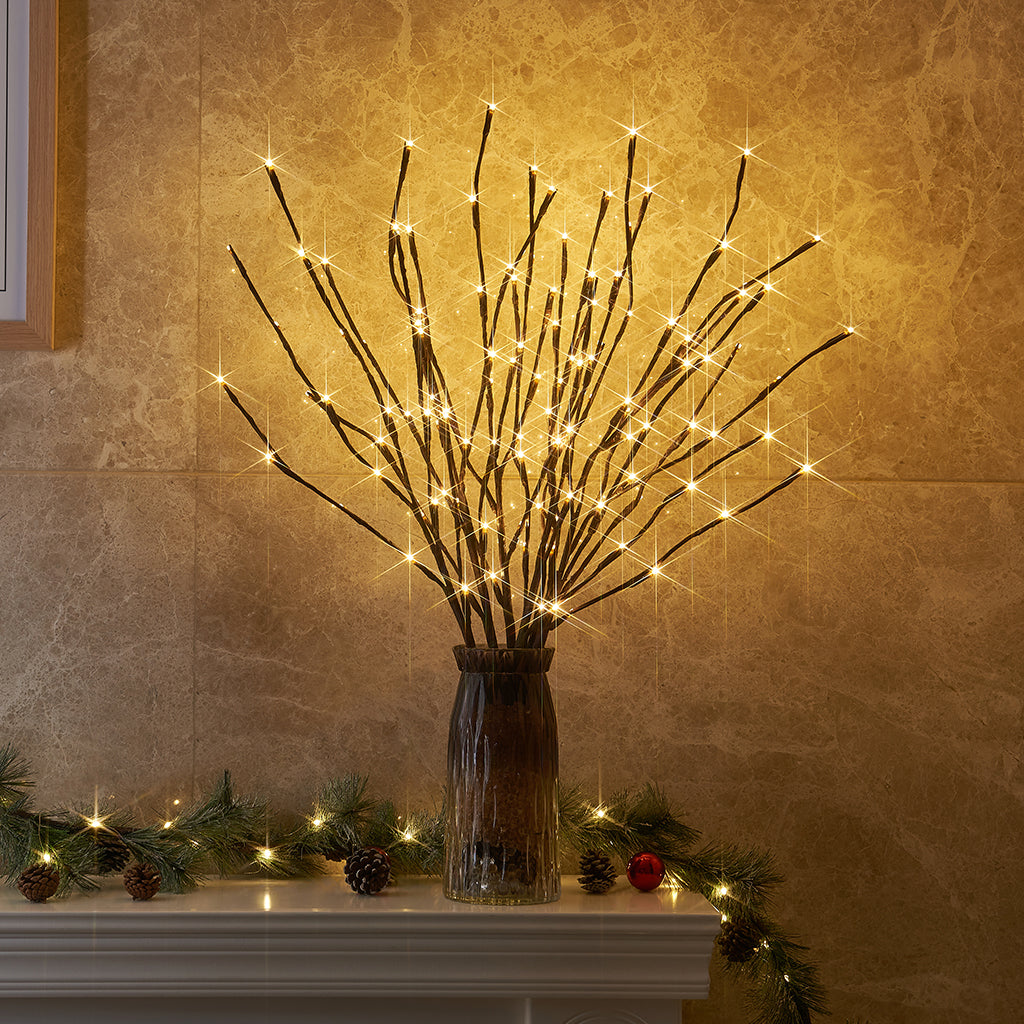 EAMBRITE 6PK Lighted Branches Brown Twig Stake