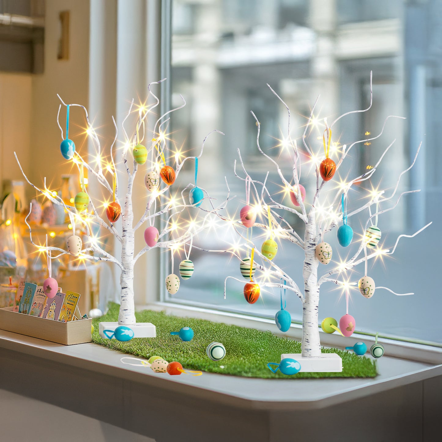 EAMBRITE Easter Decorations Easter Tree with 18x2 pcs Eggs Ornaments