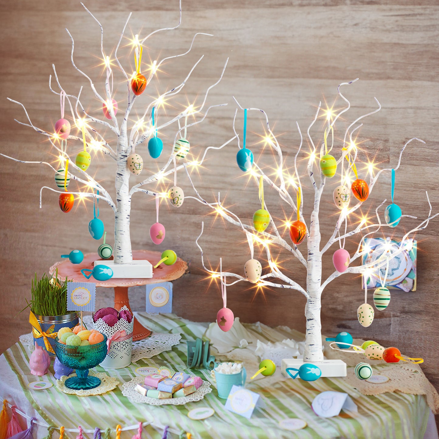 EAMBRITE Easter Decorations Easter Tree with 18x2 pcs Eggs Ornaments