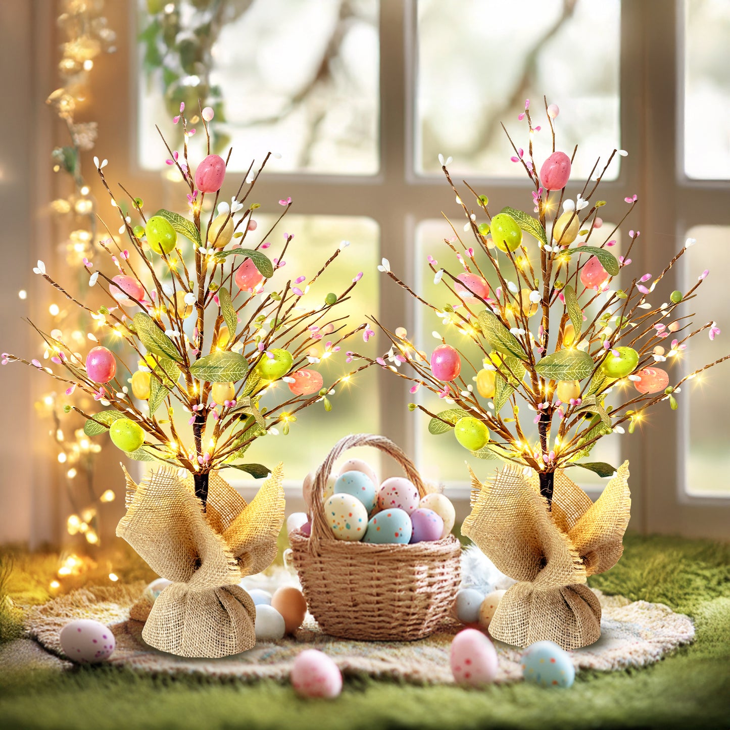 EAMBRITE Easter Decorations Easter Egg Tree with Lights