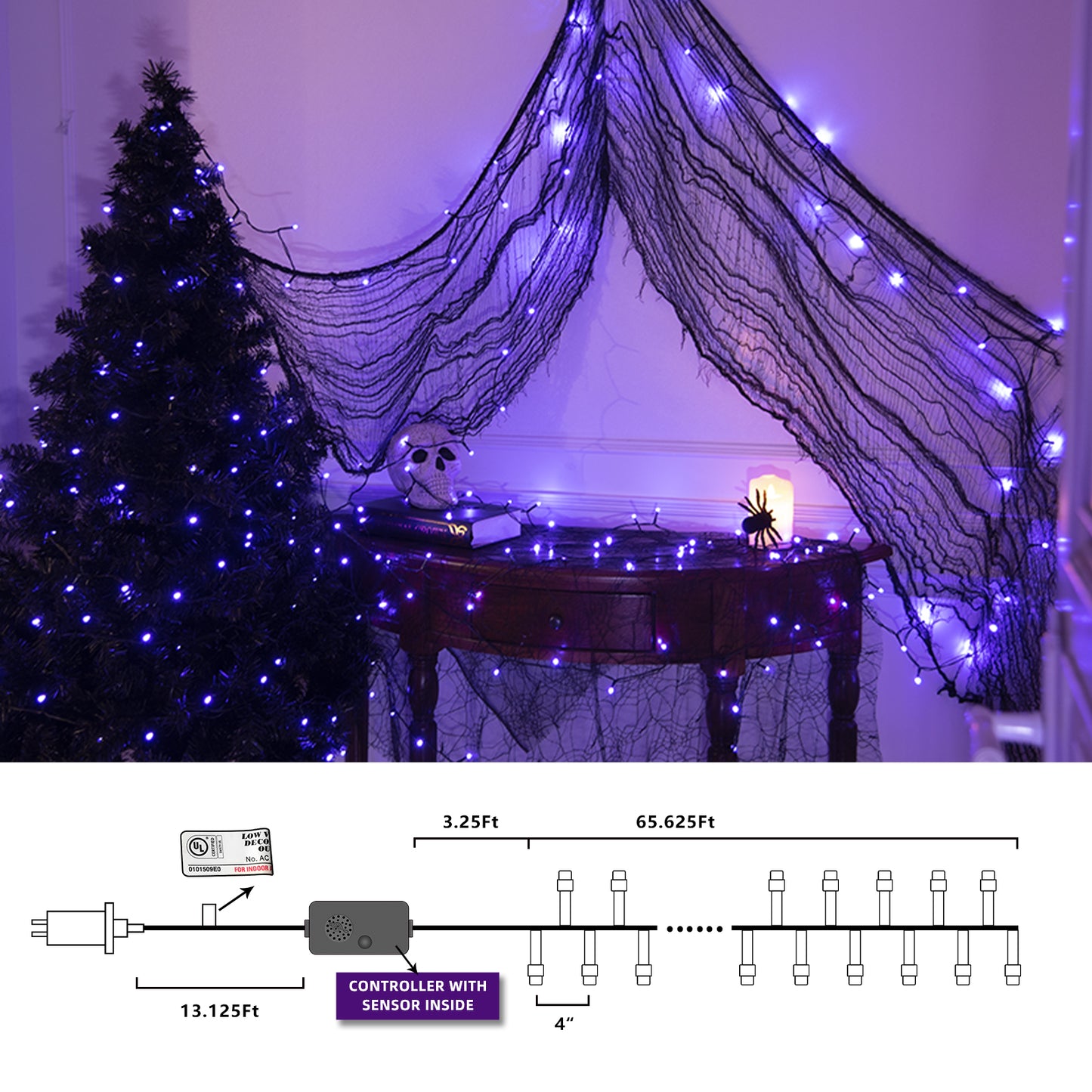 EAMBRITE Halloween Decorations 200 LED Halloween String Lights with Spooky Music