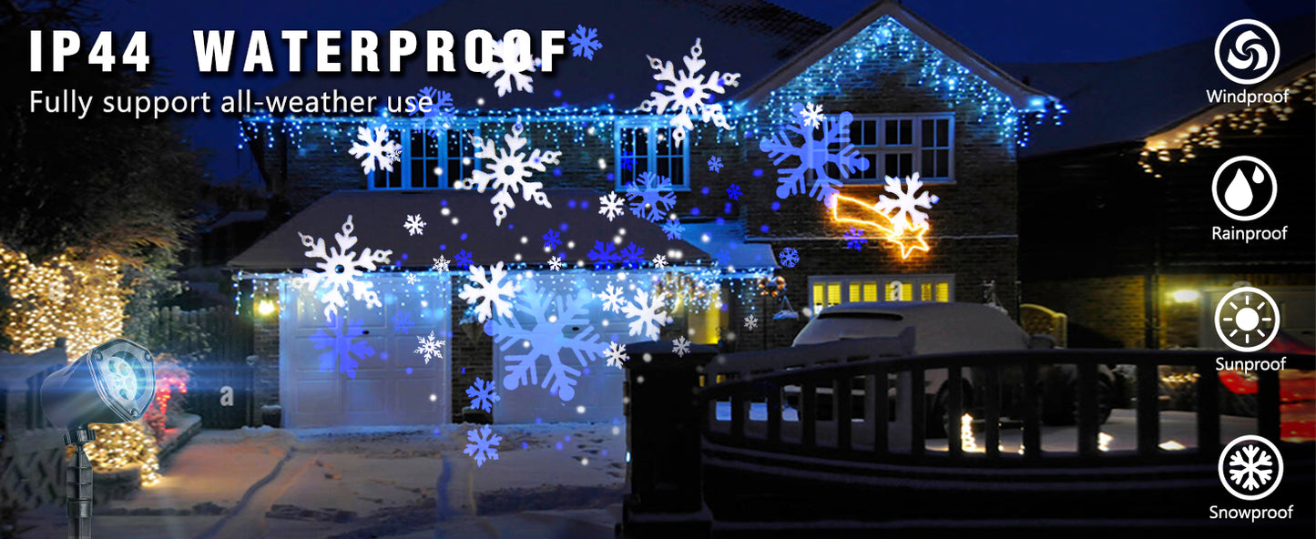 EAMBRITE Christmas Projector Lights LED White Blue Rotating Snowflake Projector Light