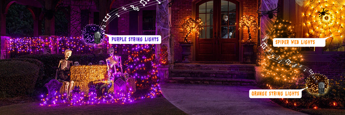 EAMBRITE Halloween Decorations 200 LED Halloween String Lights with Spooky Music