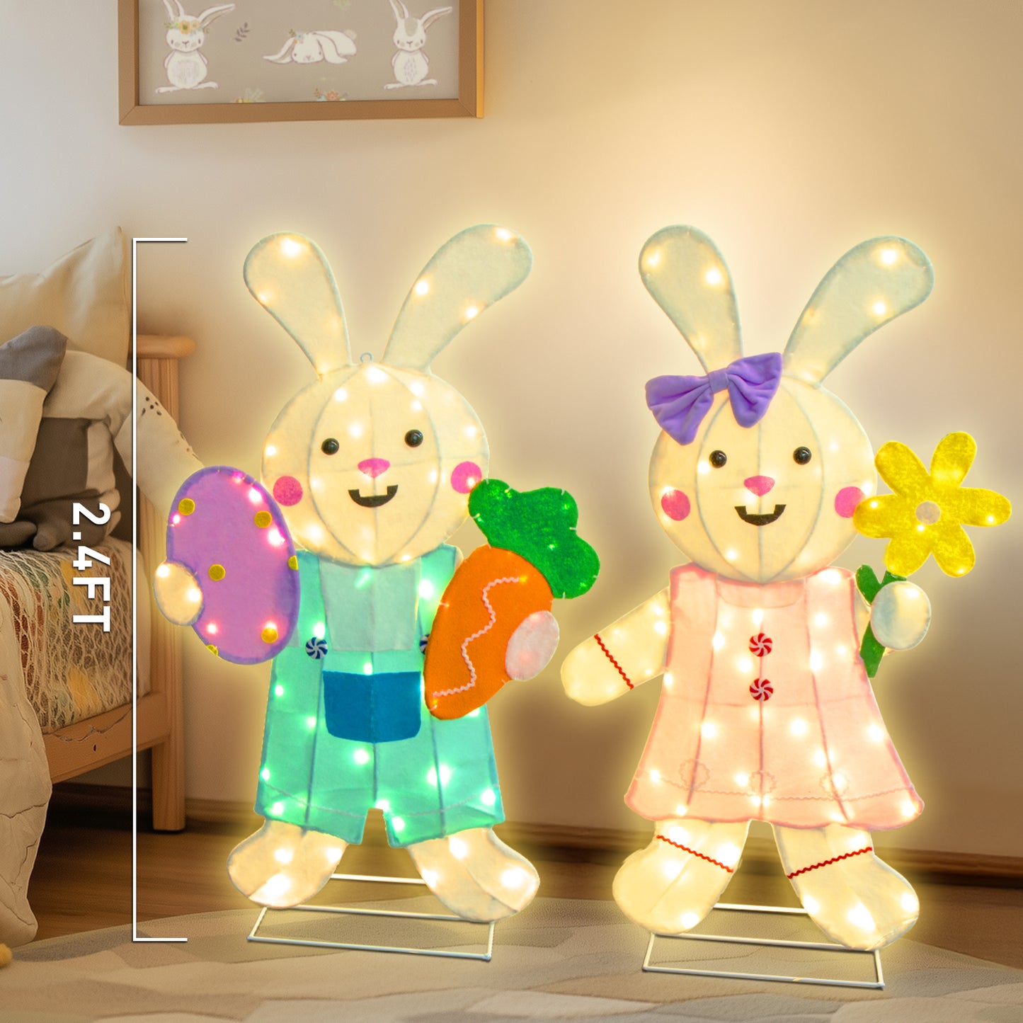 EAMBRITE 2 Pack Easter Decorations Outdoor Bunny Decor