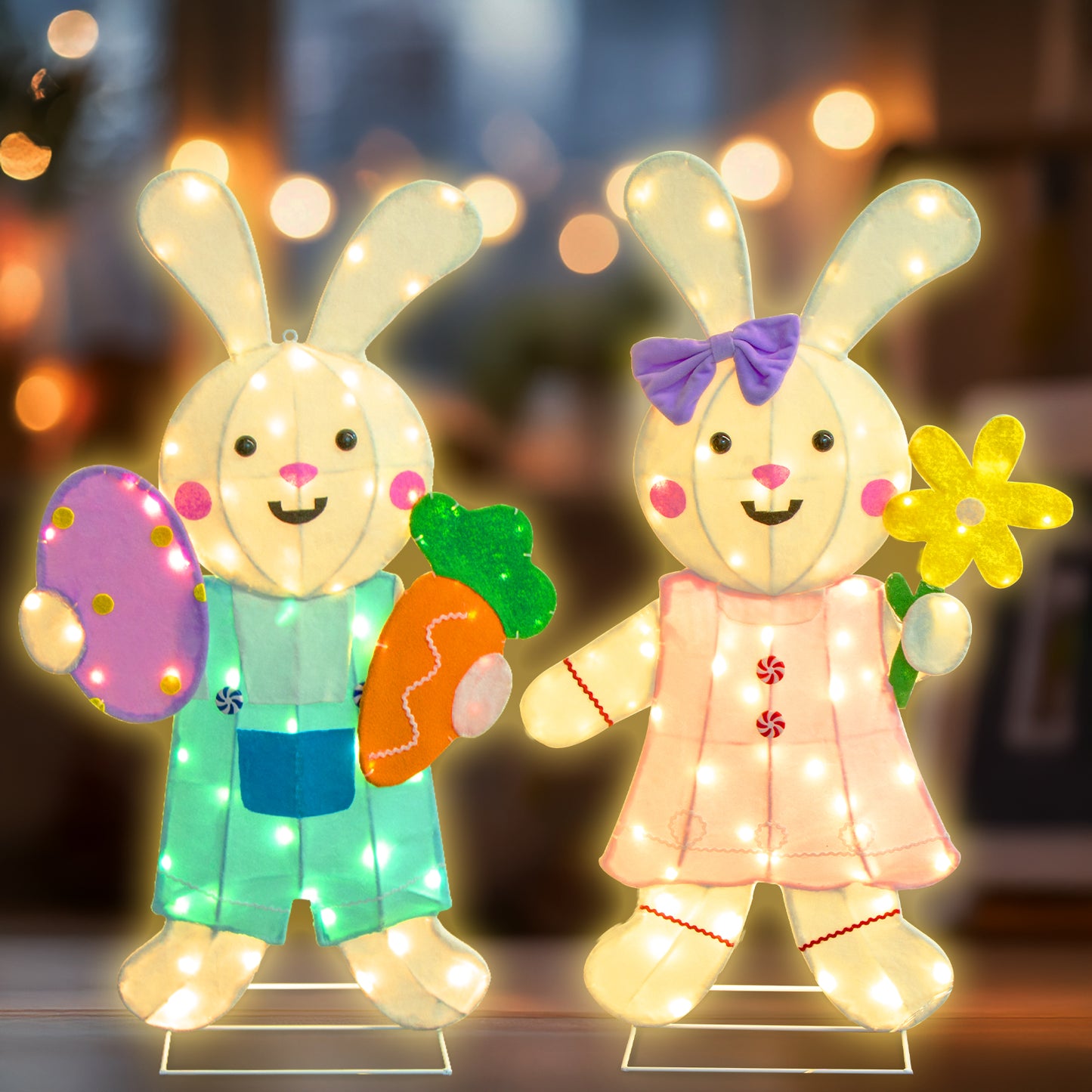EAMBRITE 2 Pack Easter Decorations Outdoor Bunny Decor