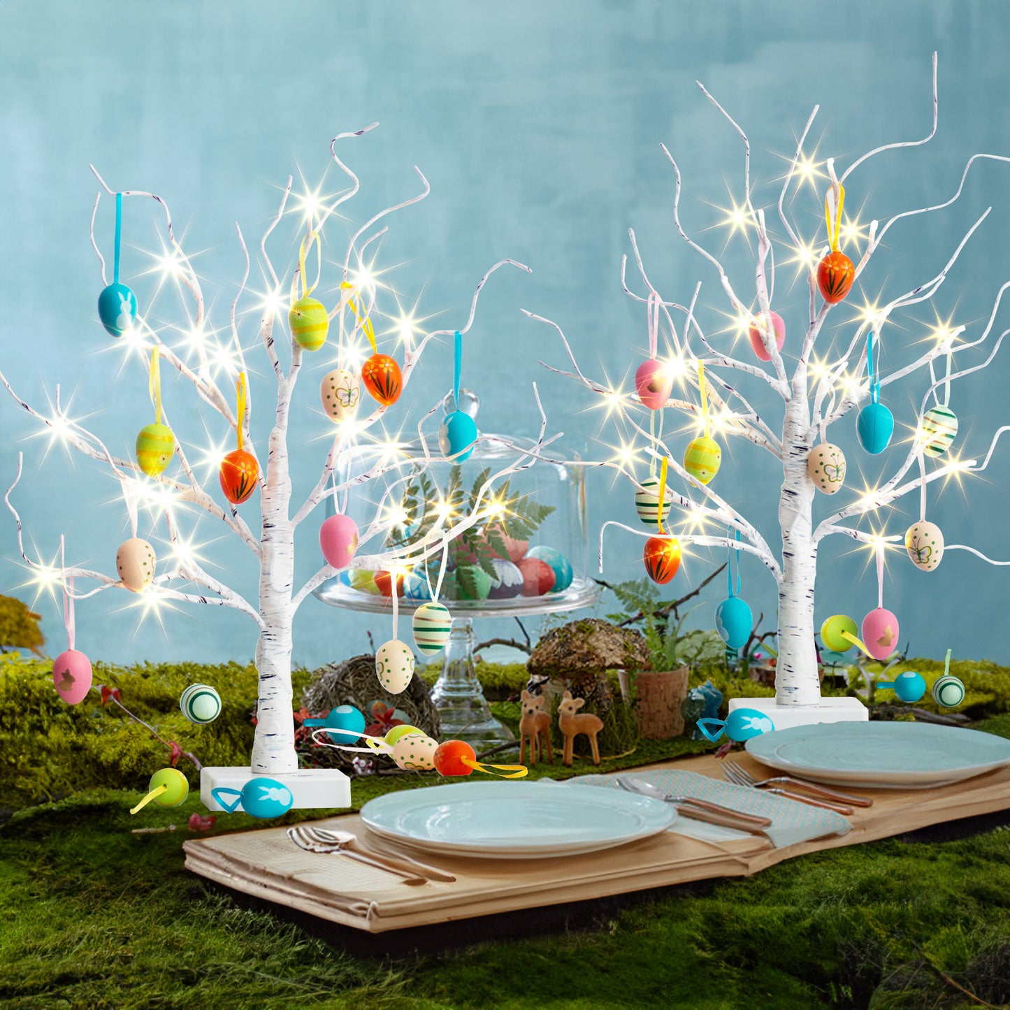 EAMBRITE Easter Decorations Easter Tree with 18x2 pcs Eggs Ornaments