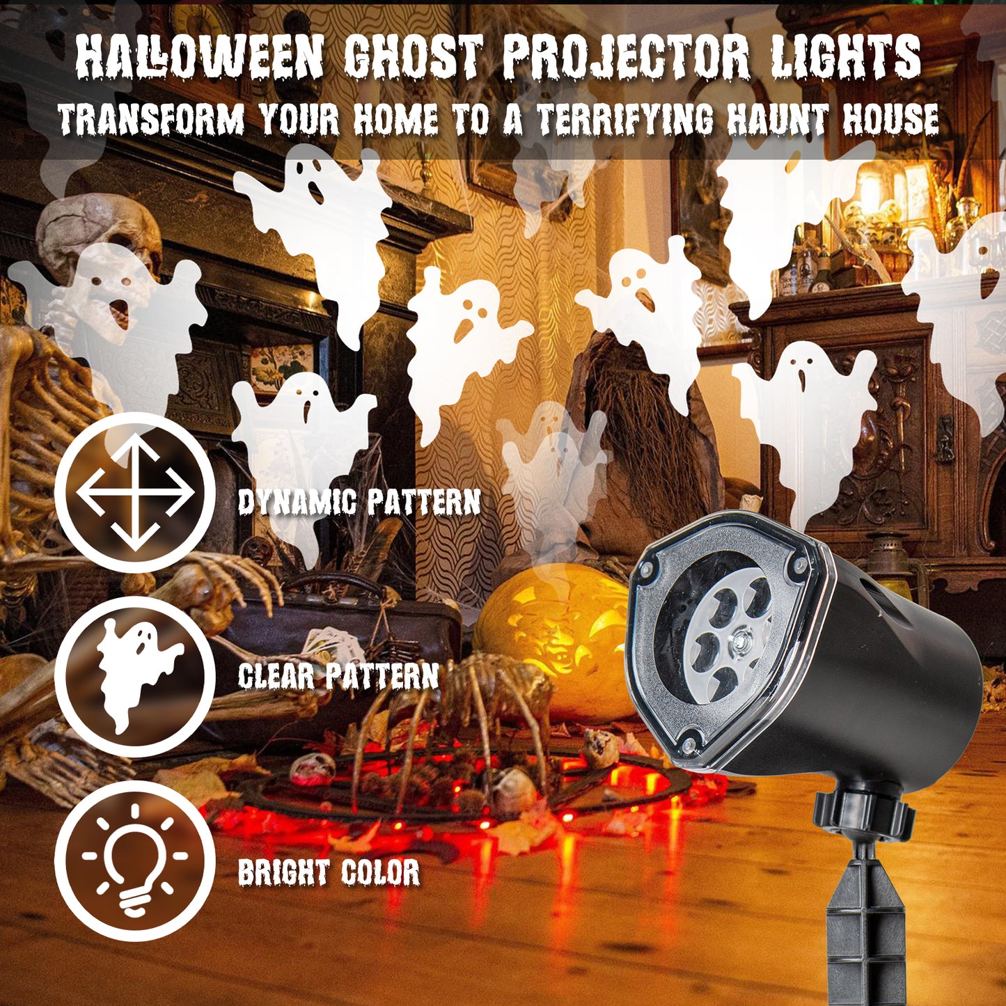 EAMBRITE Halloween Projector Lights, Rotating Ghost Projector Halloween Outdoor