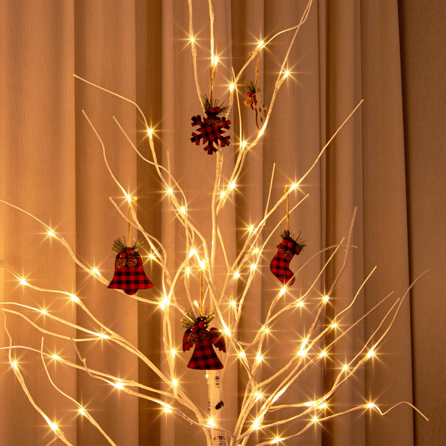 EAMBRITE 5FT 6FT White Birch Tree Set Christmas Tree Decorations