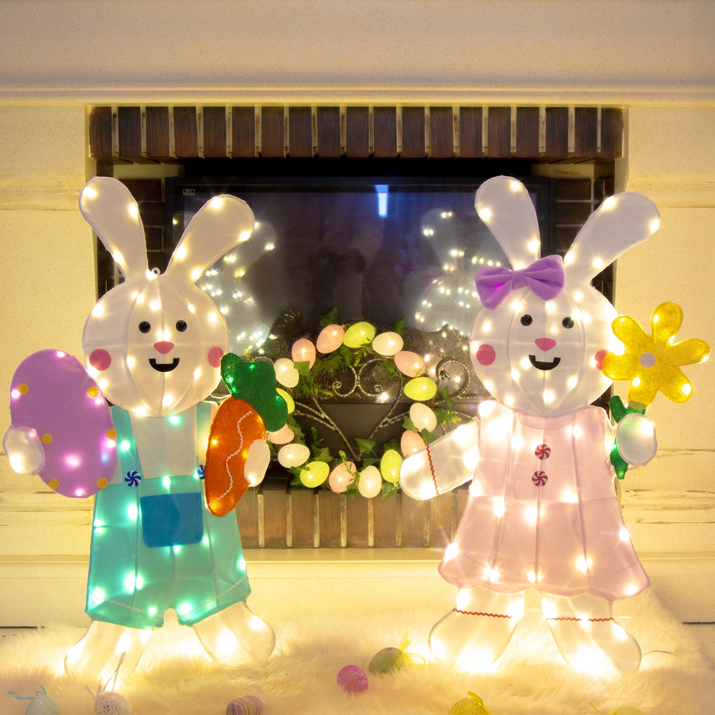 EAMBRITE 2 Pack Easter Decorations Outdoor Bunny Decor