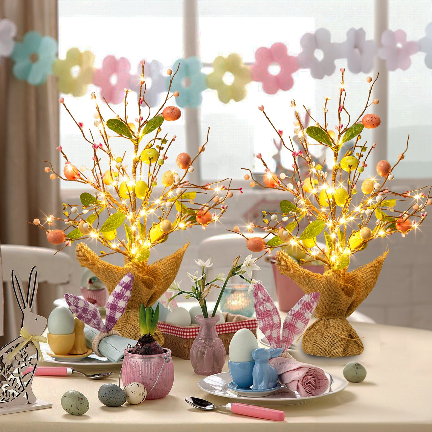 EAMBRITE Easter Decorations Easter Egg Tree with Lights
