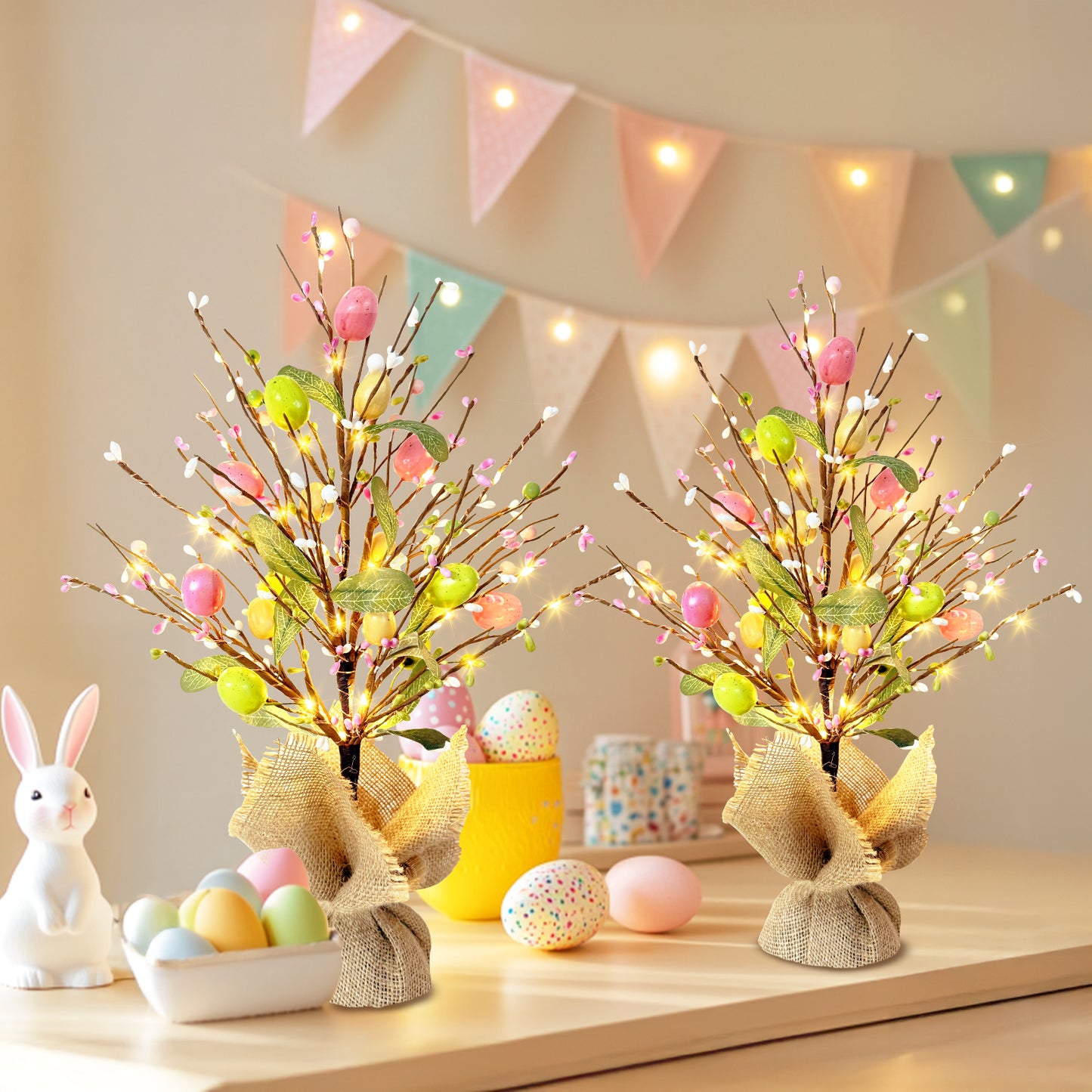 EAMBRITE Easter Decorations Easter Egg Tree with Lights