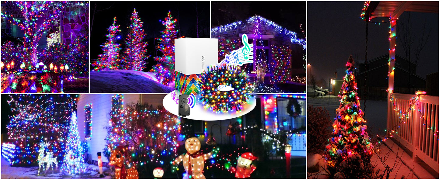 EAMBRITE Christmas Lights Outdoor 82Ft 200LT Christmas Lights with Cheerful Music(Multi-Color)