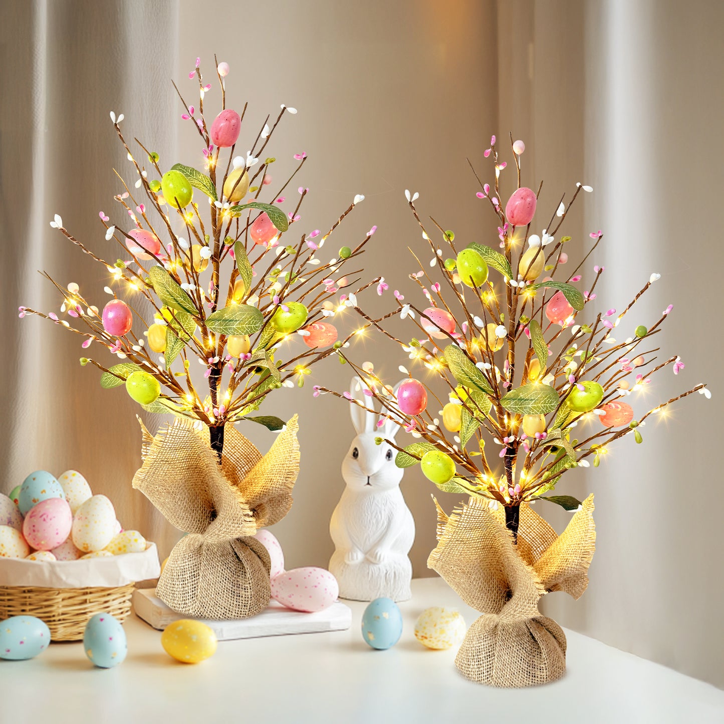 EAMBRITE Easter Decorations Easter Egg Tree with Lights