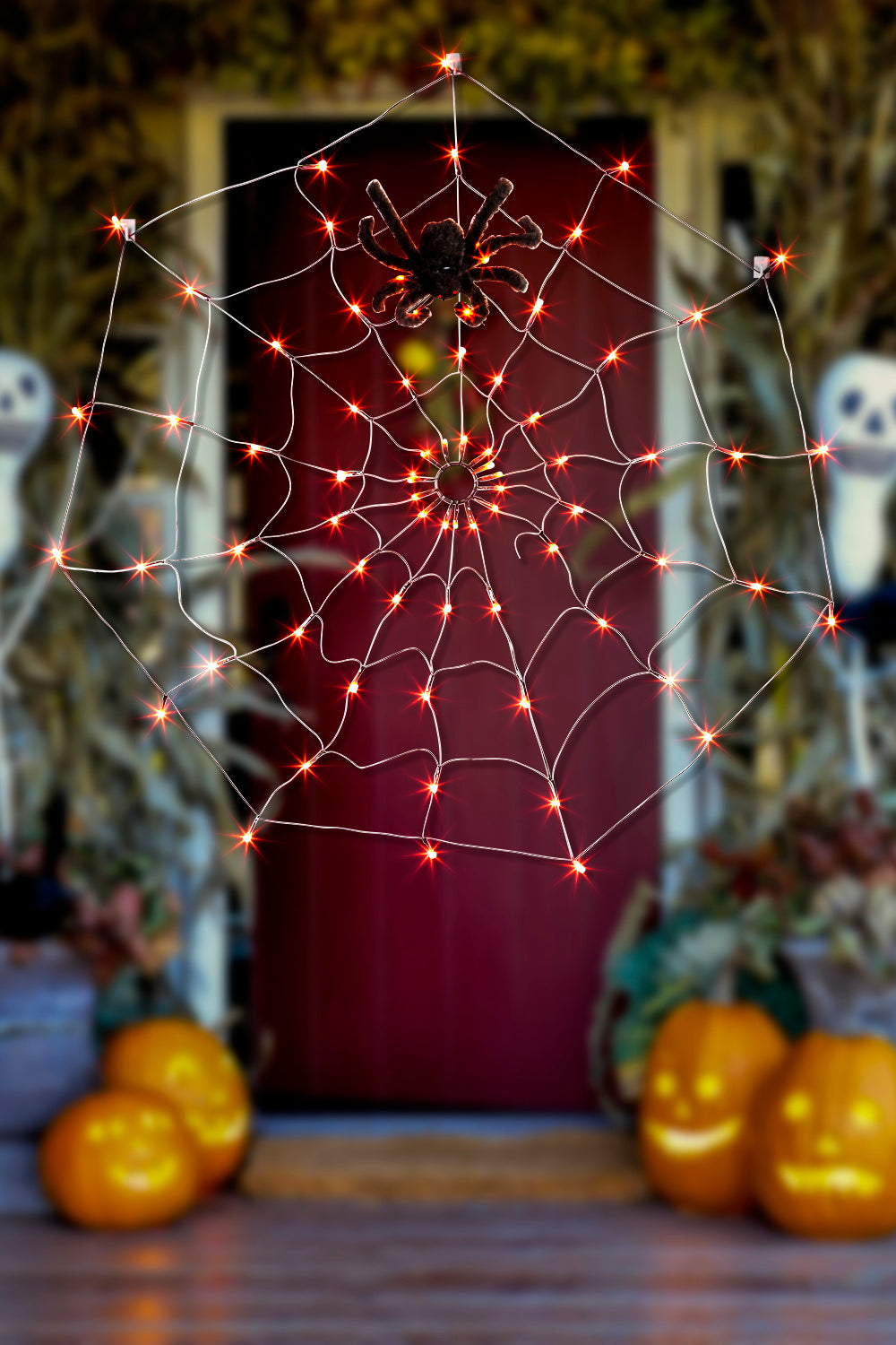 EAMBRITE Halloween Spider Web Lights with 70LED Orange Lights