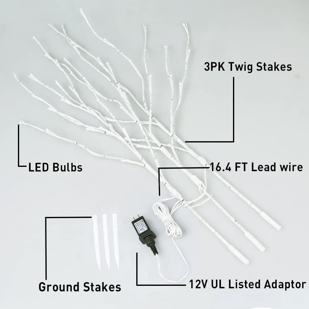 EAMBRITE Pre Lit White Birch Twig Branch Lights