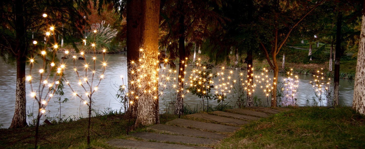 EAMBRITE 3PK Brown Lighted Twig Branches Pathway Light