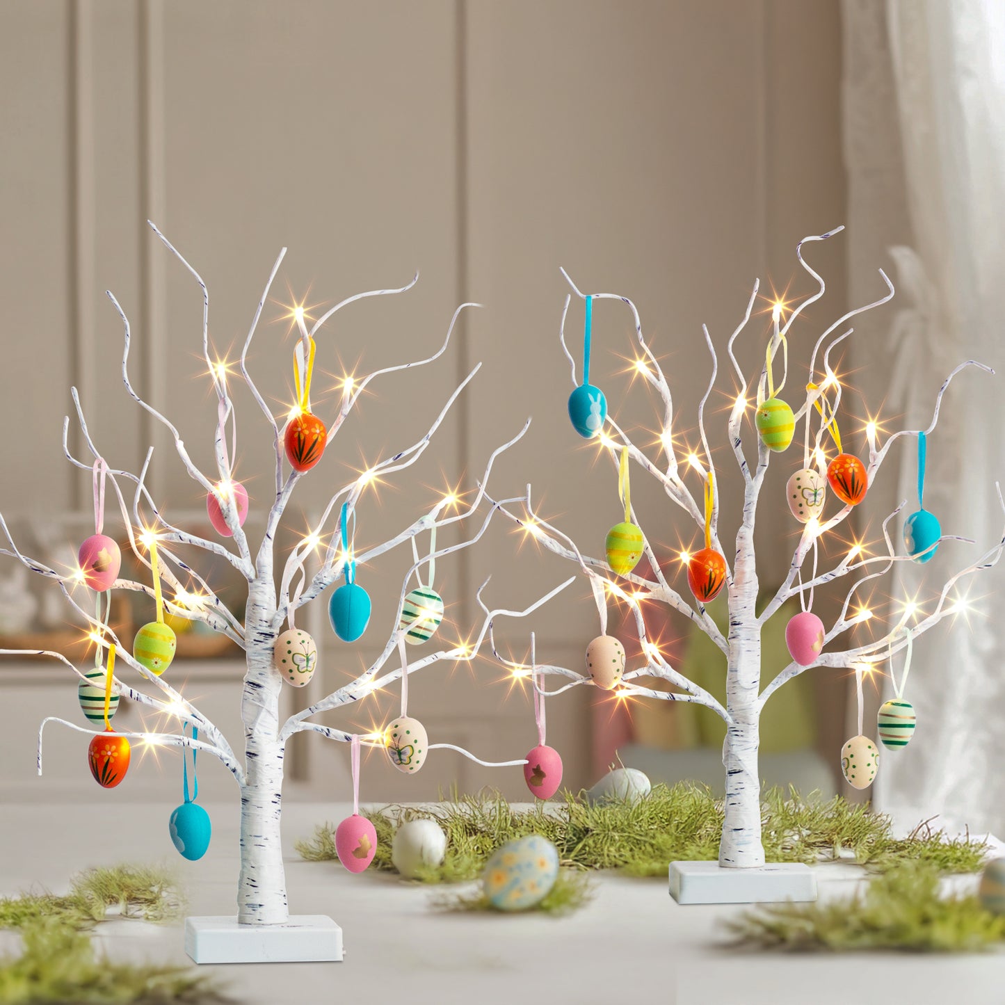 EAMBRITE Easter Decorations Easter Tree with 18x2 pcs Eggs Ornaments