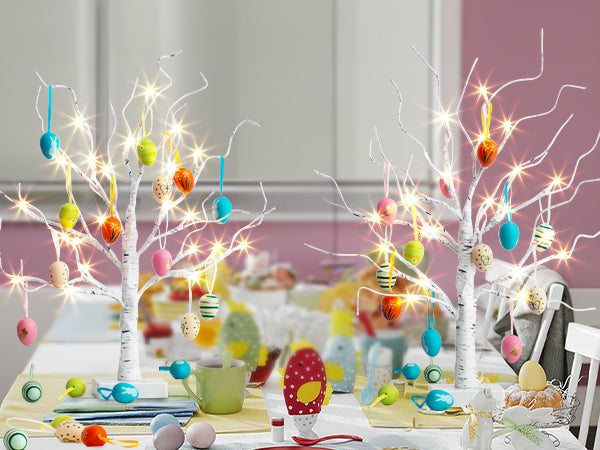 EAMBRITE Easter Decorations Easter Tree with 18x2 pcs Eggs Ornaments