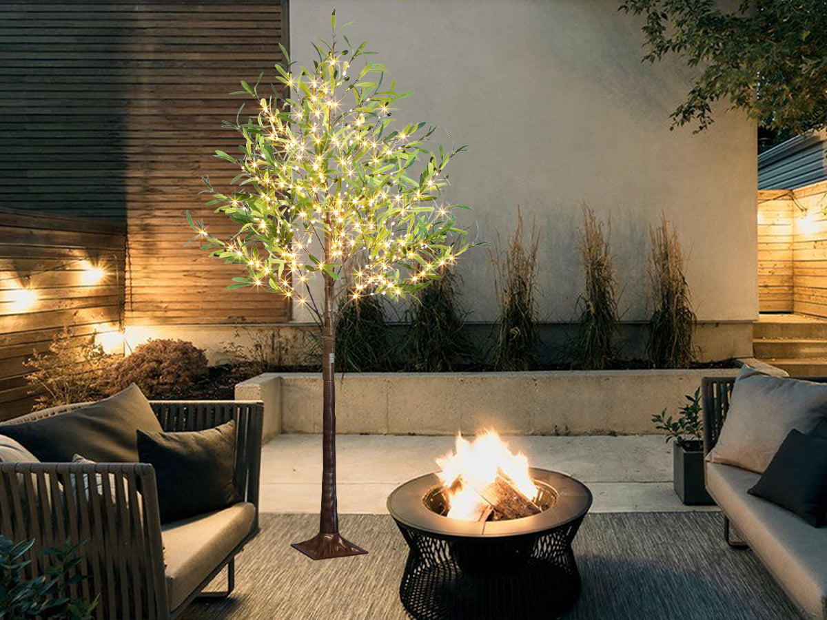 EAMBRITE Lighted Olive Tree Artificial Indoor, 6Ft Eucalyptus Tree with Fairy Lights