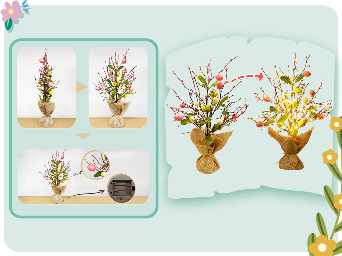 EAMBRITE Easter Decorations Easter Egg Tree with Lights