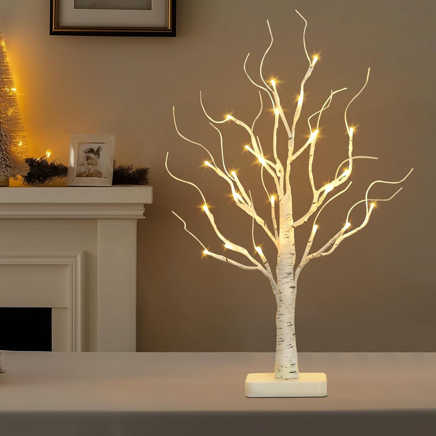 EAMBRITE Birch Tree with Led Lights, White Christmas Decorations Indoor
