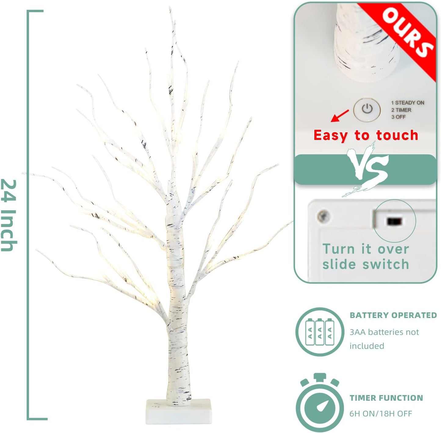 EAMBRITE Home Decorations Light Up White Birch Tree Indoor Christmas Decor