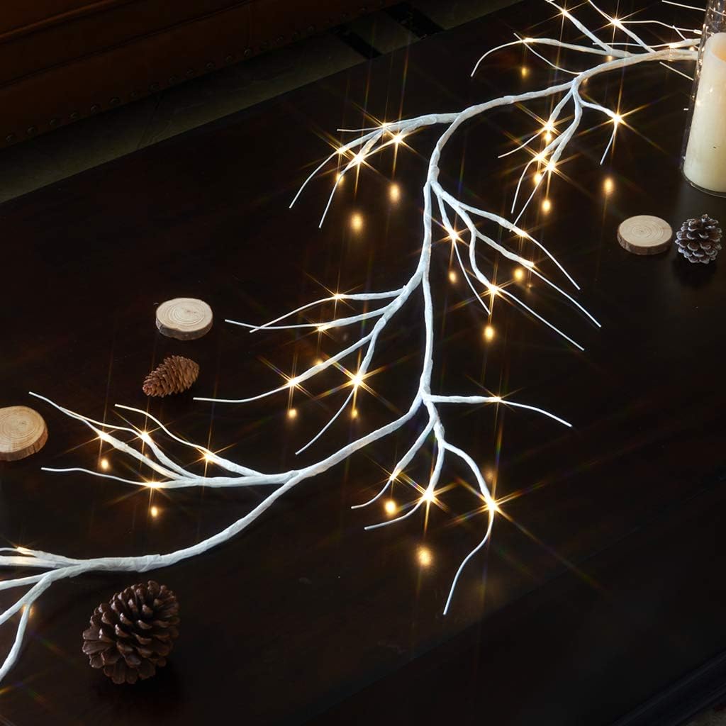 EAMBRITE White Garland Lights, 6 FT 48 LED Lighted Twig Garlands Plug in