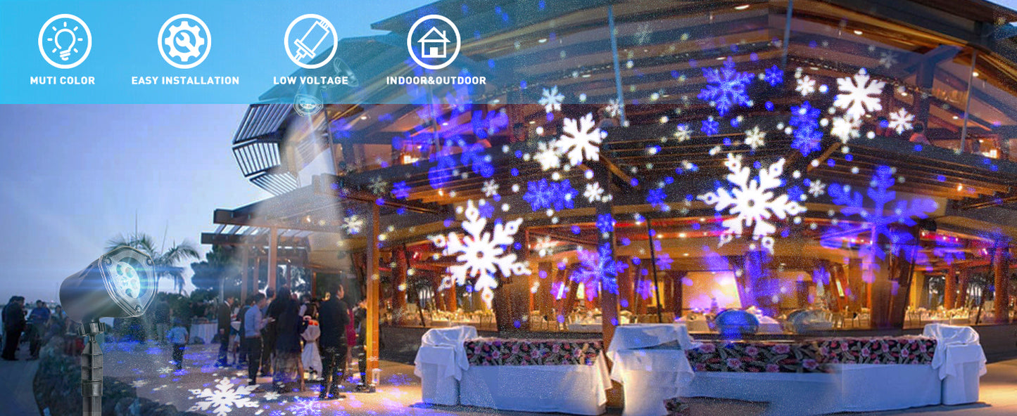 EAMBRITE Christmas Projector Lights LED White Blue Rotating Snowflake Projector Light