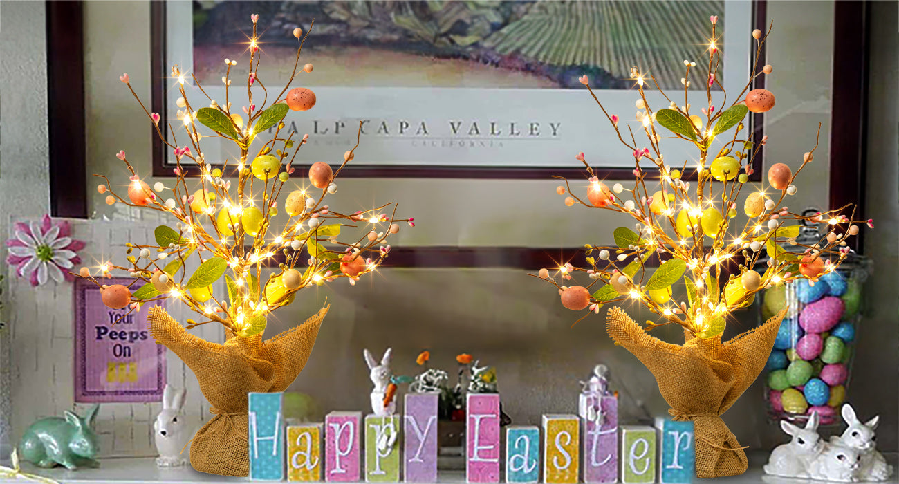 EAMBRITE Easter Decorations Easter Egg Tree with Lights