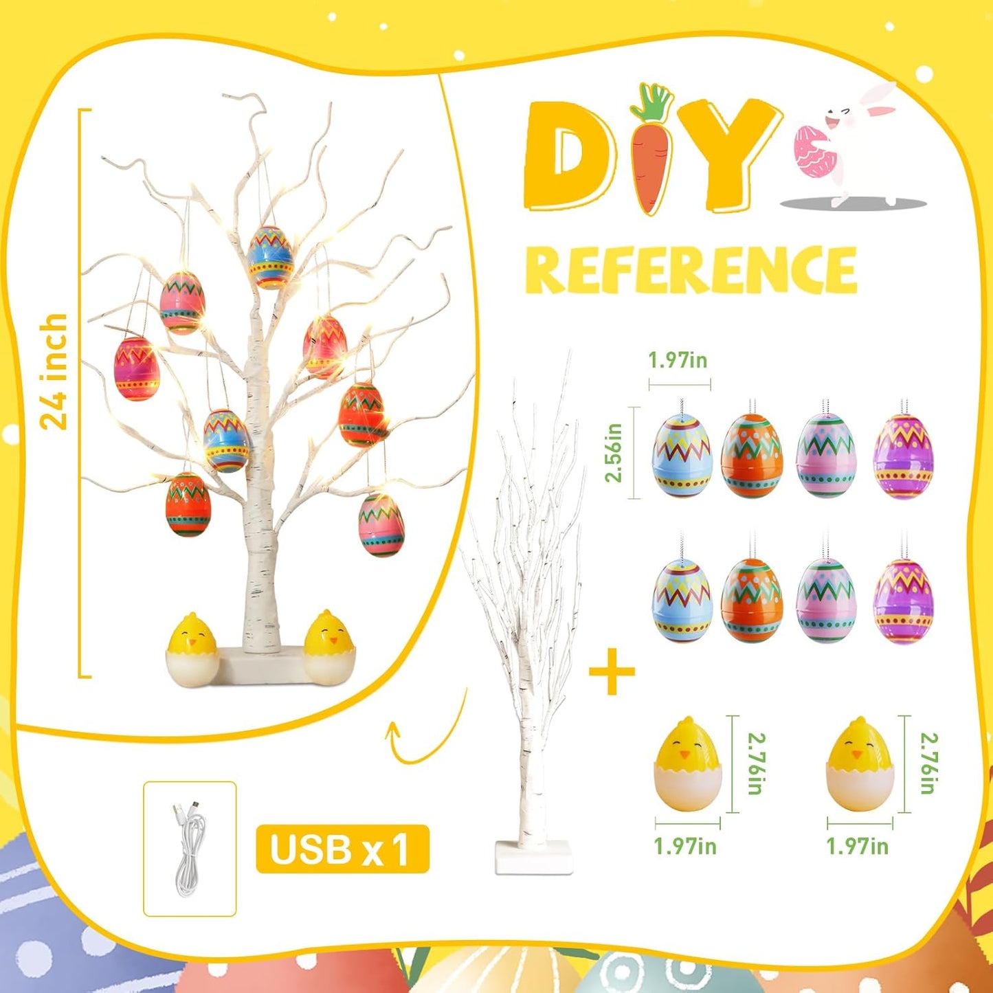 EAMBRITE Easter Tree with 10pcs Eggs Ornaments