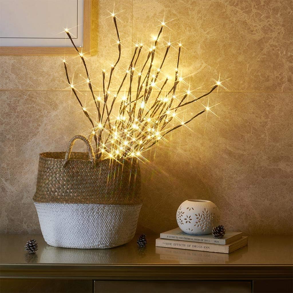 EAMBRITE 3PK Brown Lighted Twig Branches Pathway Light