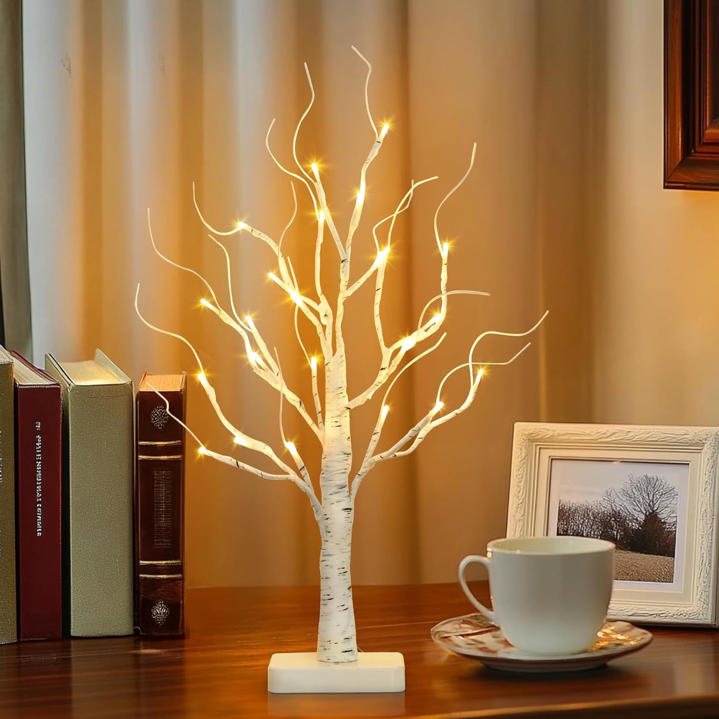 EAMBRITE Birch Tree with Led Lights, White Christmas Decorations Indoor