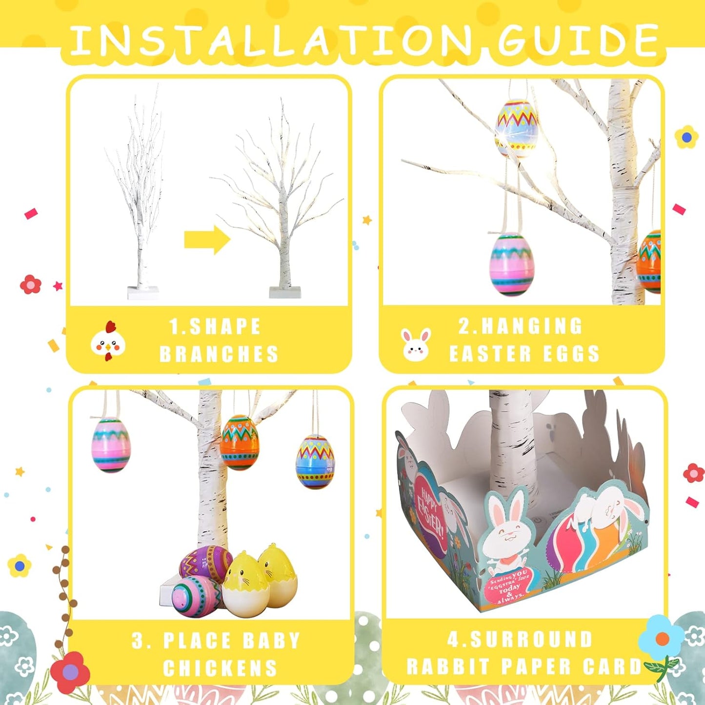EAMBRITE Easter Tree with 10pcs Eggs Ornaments