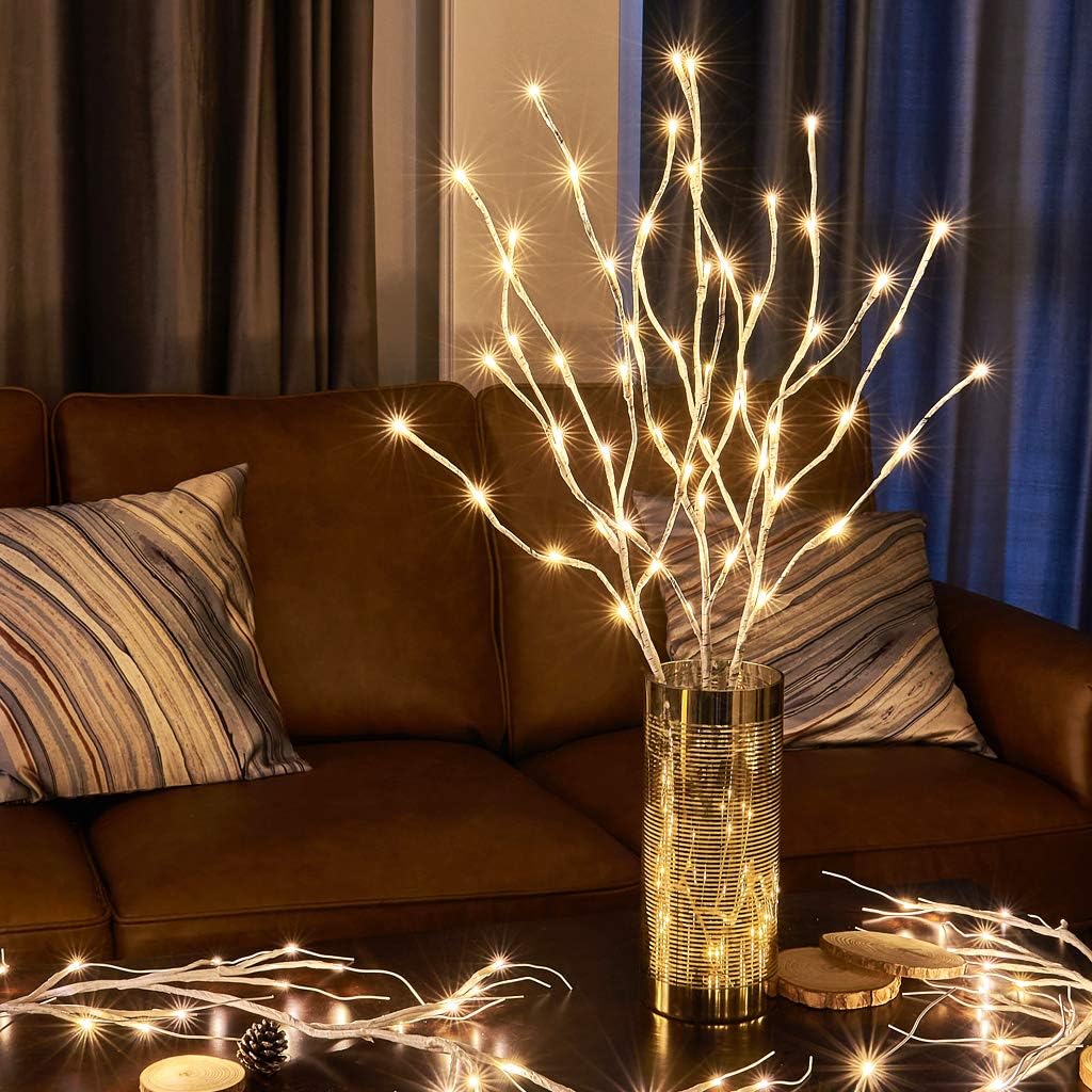 EAMBRITE Pre Lit White Birch Twig Branch Lights