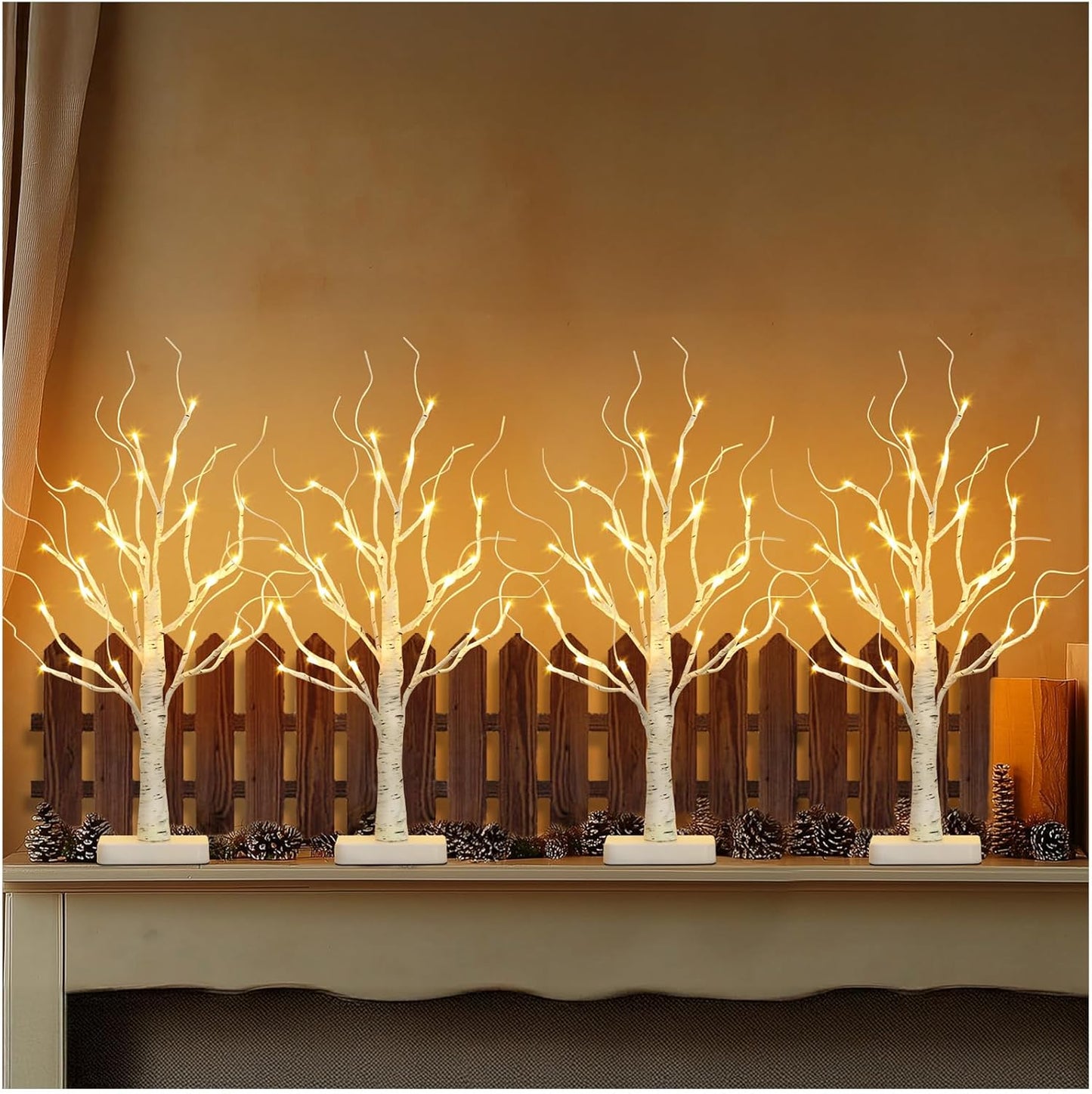 EAMBRITE Birch Tree with LED Lights for Christmas Decorations Indoor Lighted Tabletop Tree