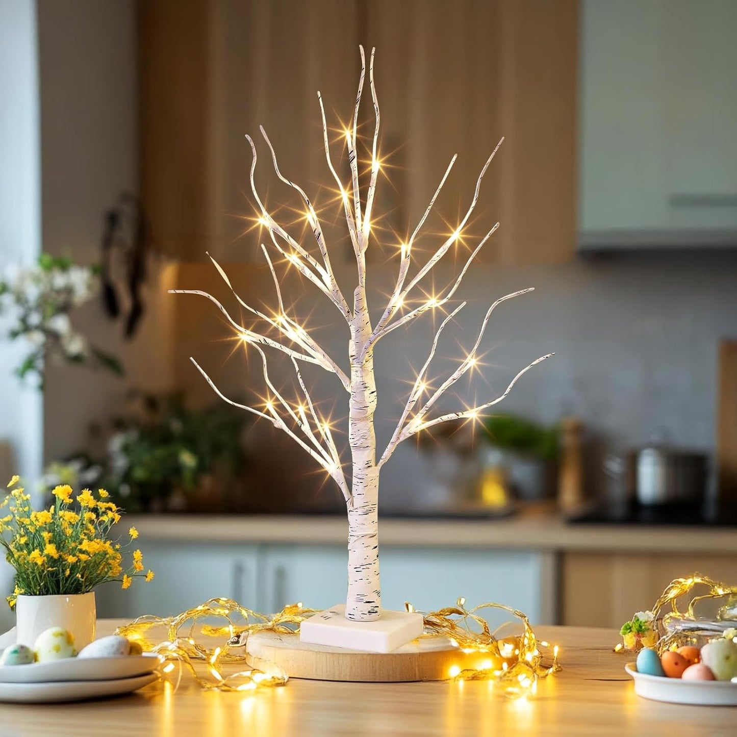 EAMBRITE Lighted Birch Tree Spring Decorations for Home White Birch Tree with Lights,