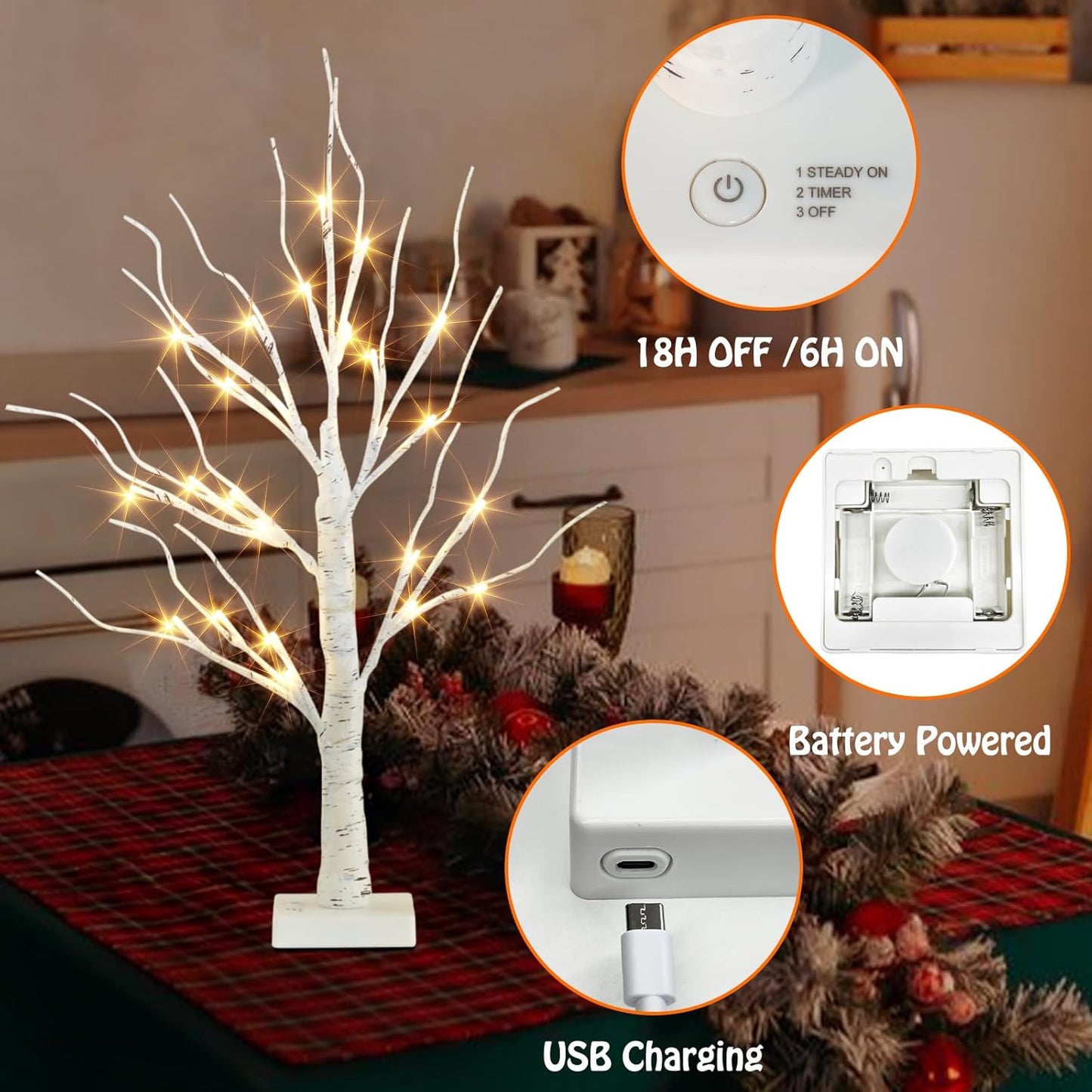EAMBRITE Lighted Birch Tree Spring Decorations for Home