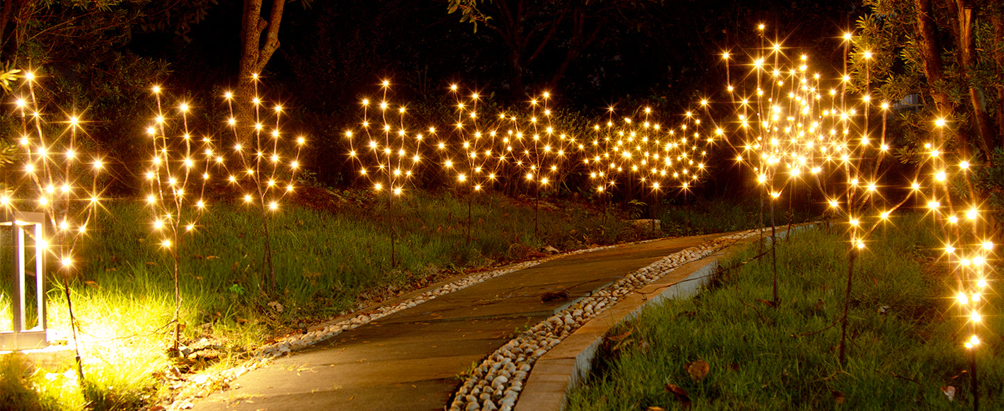 EAMBRITE 3PK Brown Lighted Twig Branches Pathway Light