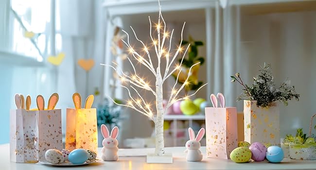EAMBRITE Home Decorations Light Up White Birch Tree Indoor Christmas Decor