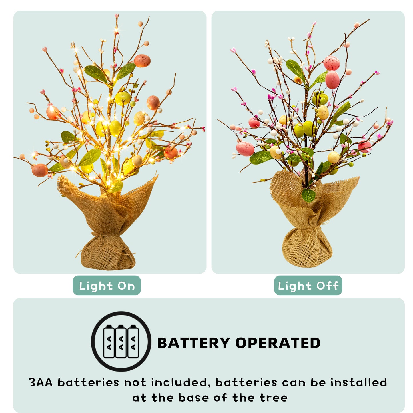 EAMBRITE Easter Decorations Easter Egg Tree with Lights