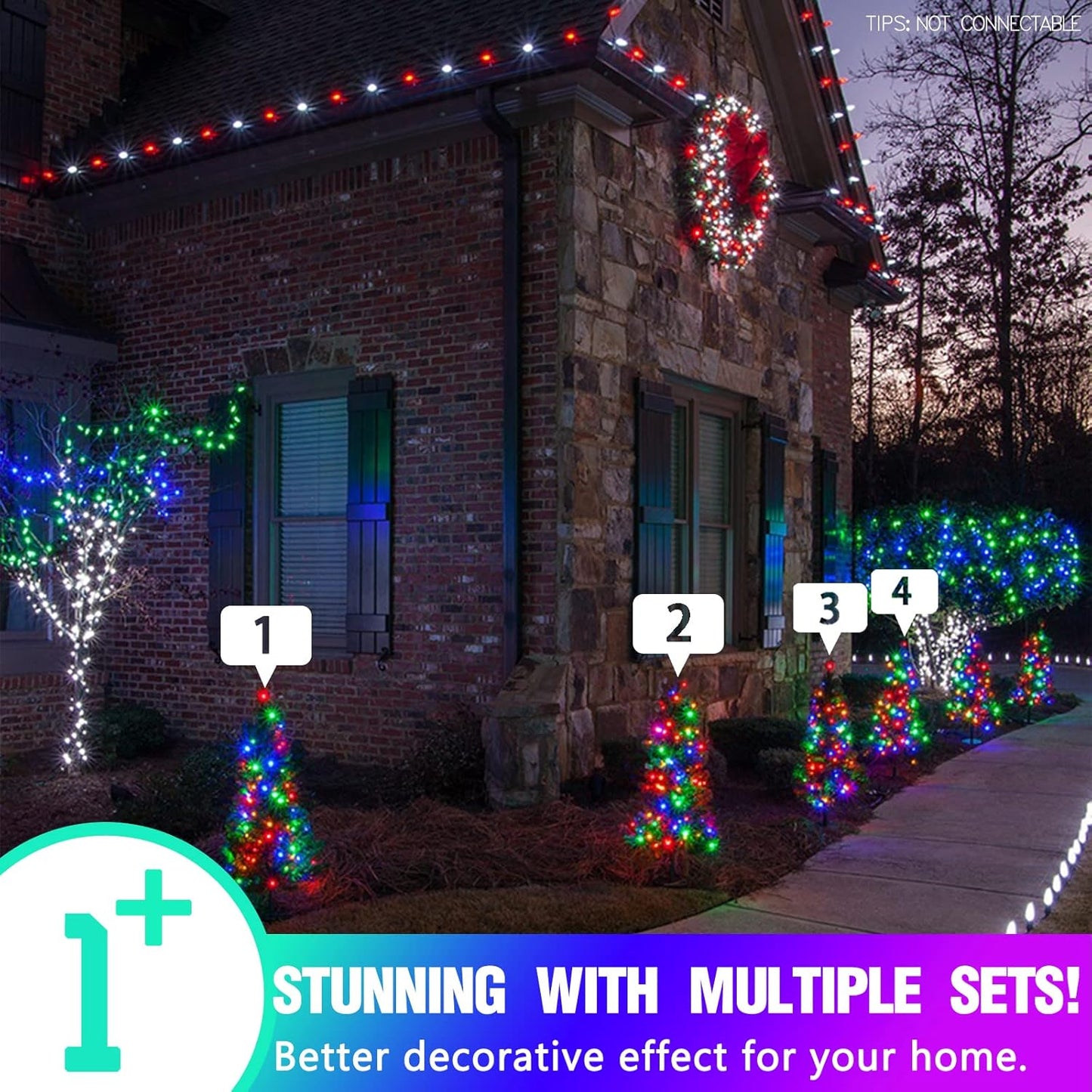 EAMBRITE Christmas Lights Outdoor 82Ft 200LT Christmas Lights with Cheerful Music(Multi-Color)