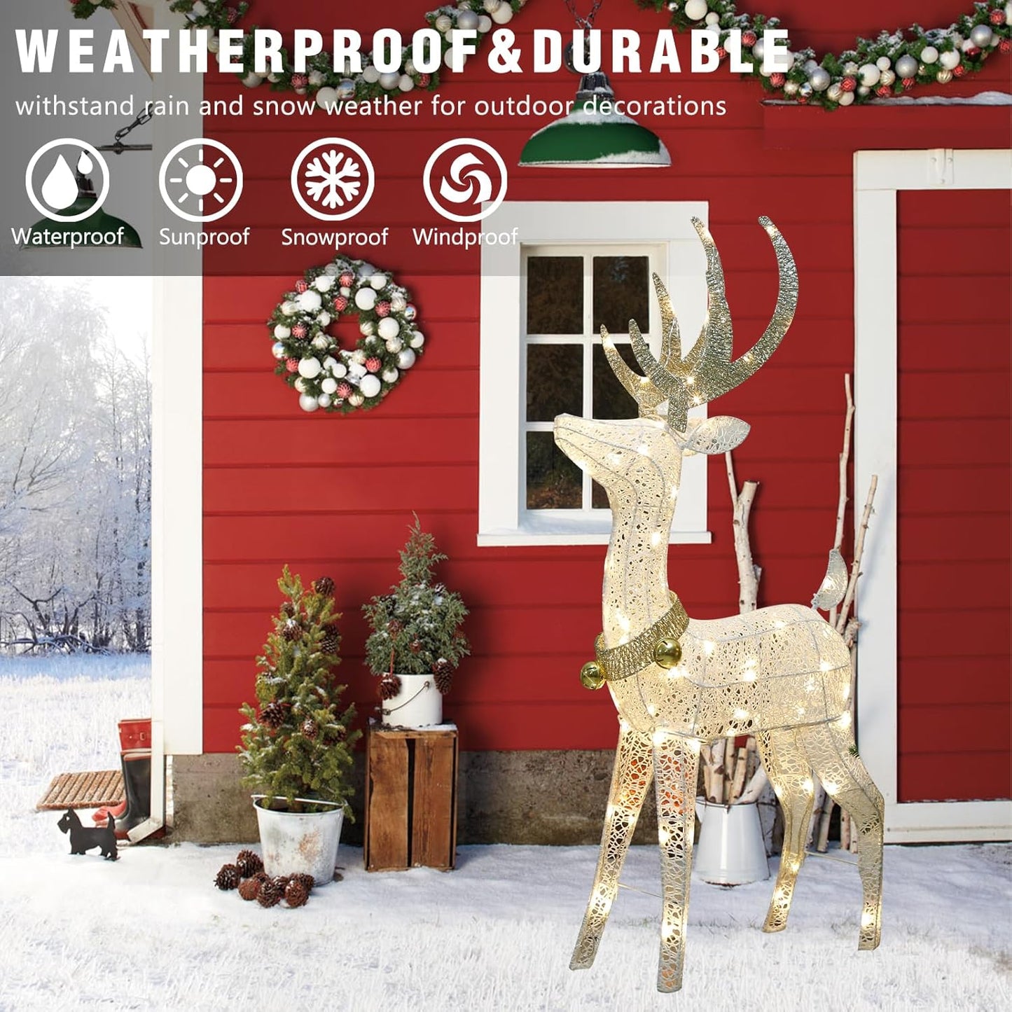 EAMBRITE 48” 70 LT Pre-Lit Christmas Glittering Reindeer