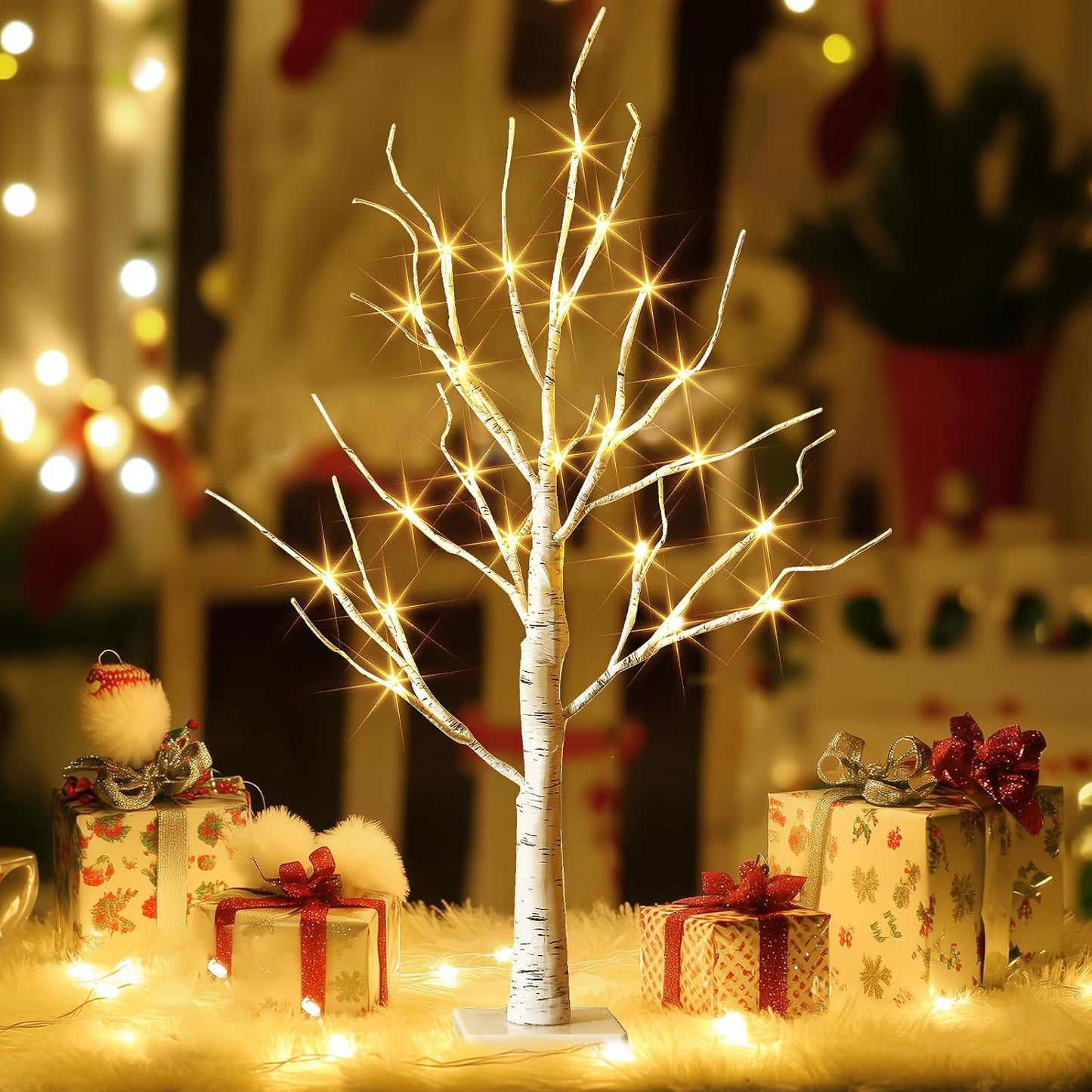 EAMBRITE Lighted Birch Tree Spring Decorations for Home White Birch Tree with Lights,
