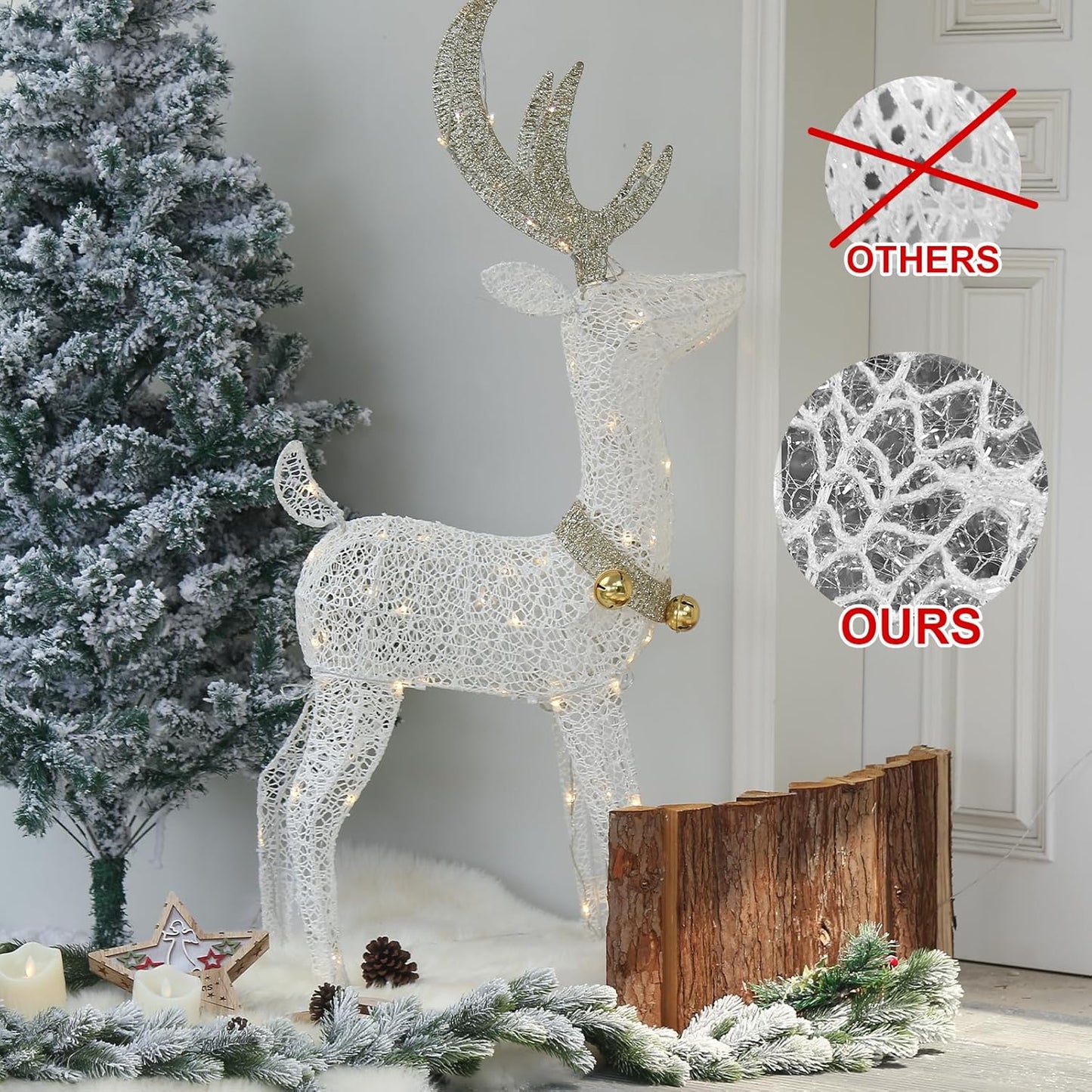 EAMBRITE 48” 70 LT Pre-Lit Christmas Glittering Reindeer