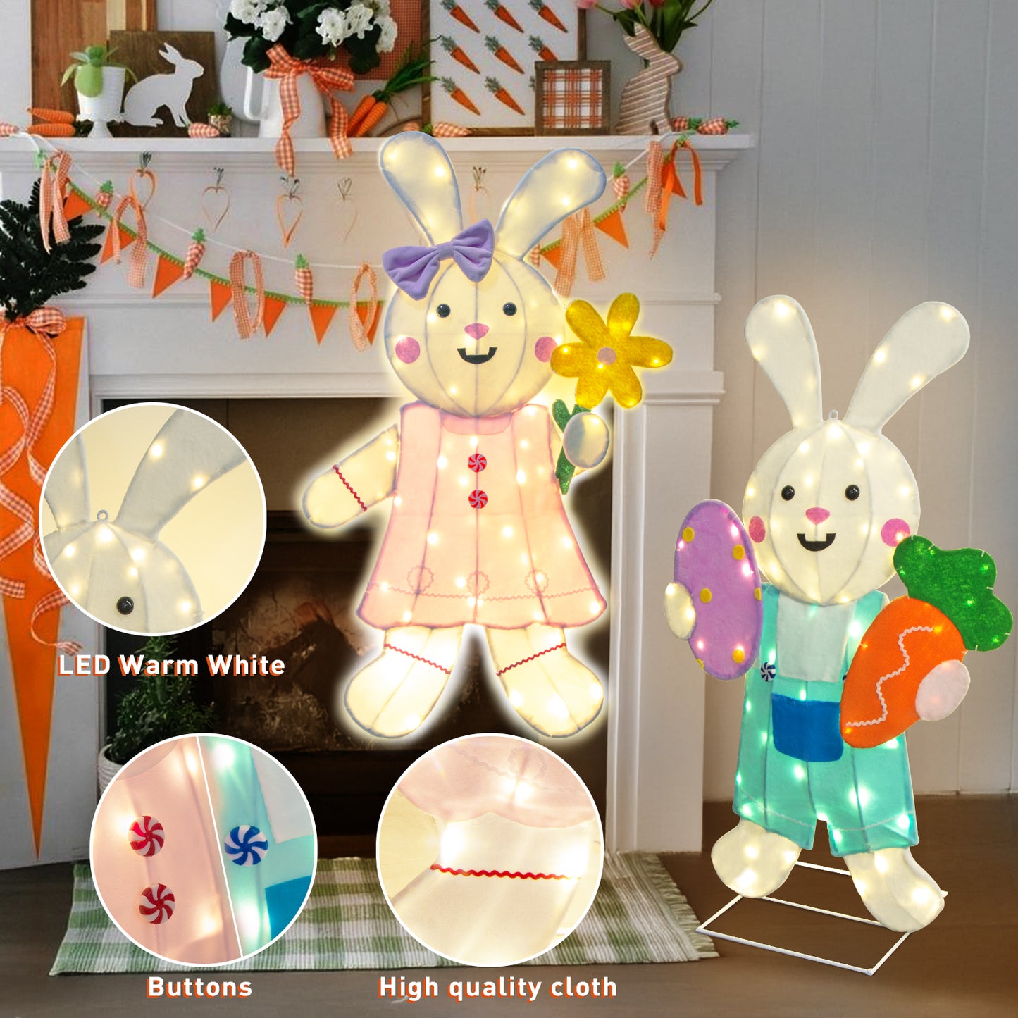 EAMBRITE 2 Pack Easter Decorations Outdoor Bunny Decor