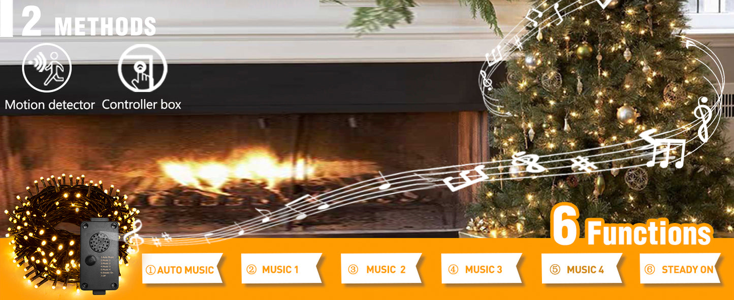 EAMBRITE Christmas Lights Outdoor 82 Ft 200 LT Christmas Lights with Cheerful Music