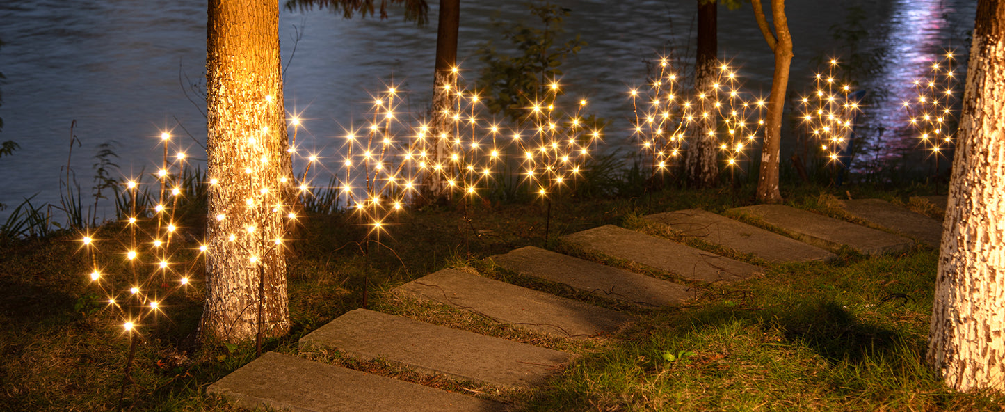 EAMBRITE 3PK Brown Lighted Twig Branches Pathway Light