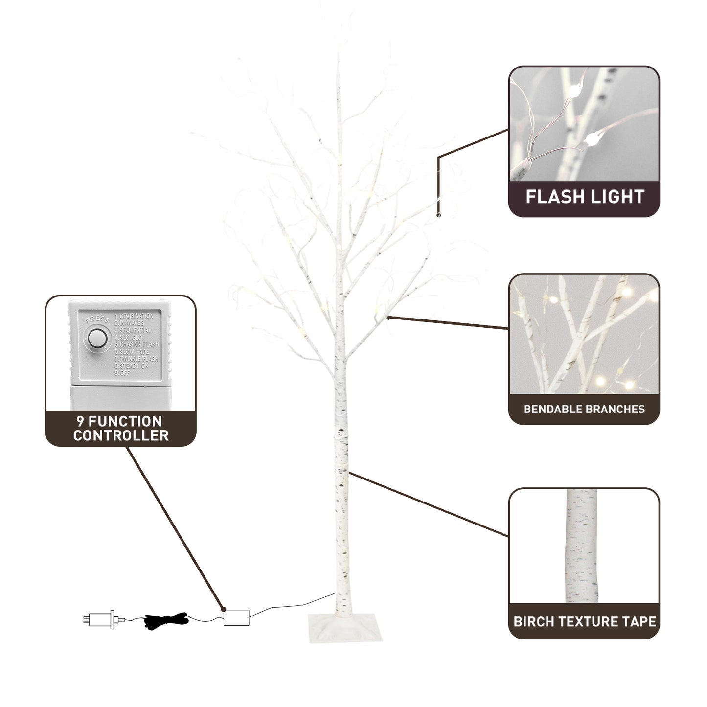 EAMBRITE 6FT Prelit Birch Tree